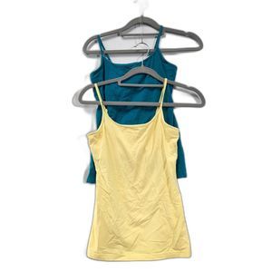 Bundle of 2 GAP Yellow and Blue Fitted Cami Spaghetti Straps Tank Top Women XS